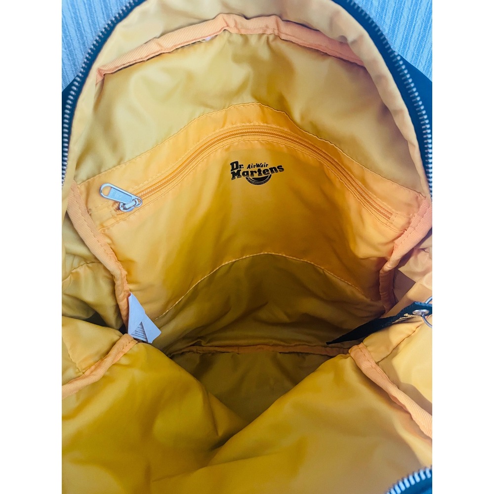 Dr. Martens Black Nylon Quilted Backpack Yellow Lining AirWair Logo Bag - Picture 9 of 14